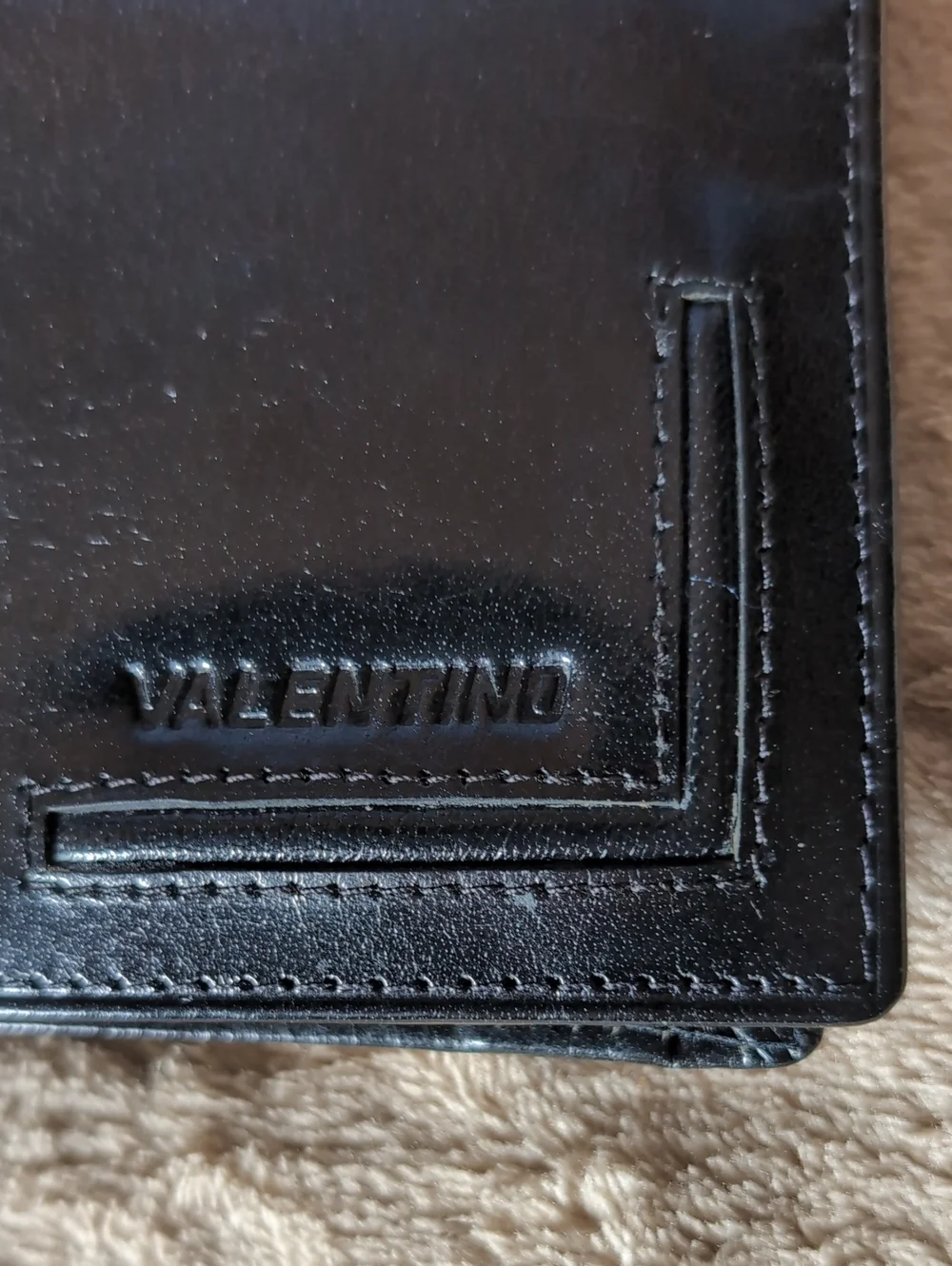 Valentino Black Leather Men's Card Holder Wallet